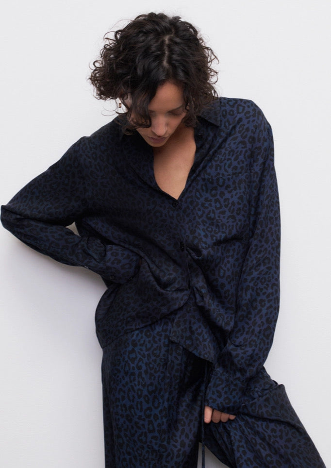 LALA BERLIN BLOUSE BO VISCOSE DARK NAVY LEO