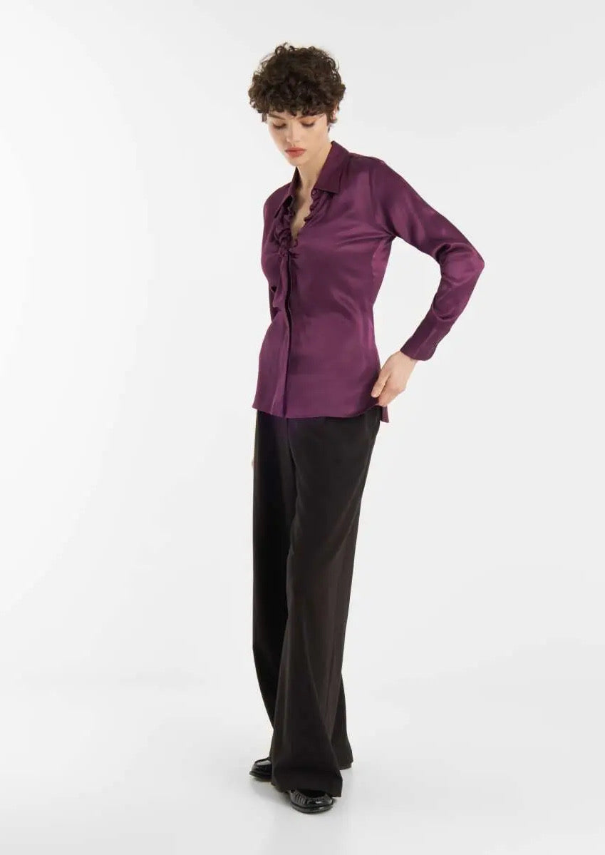 SOSUE Bluse Ella Shiny Purple