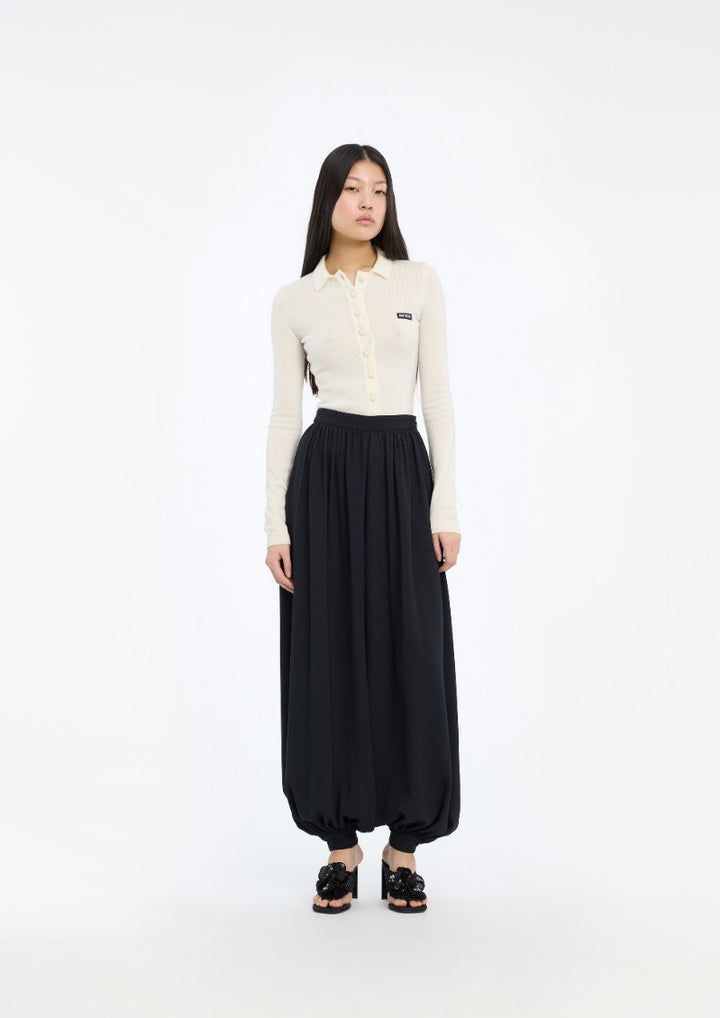 ROTATE Knitted Polo Top White