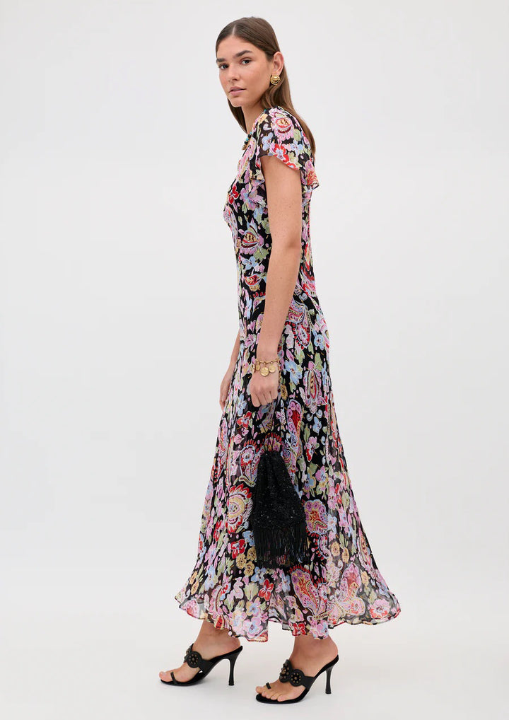 RIXO Bexley Lurex Midi Dress
