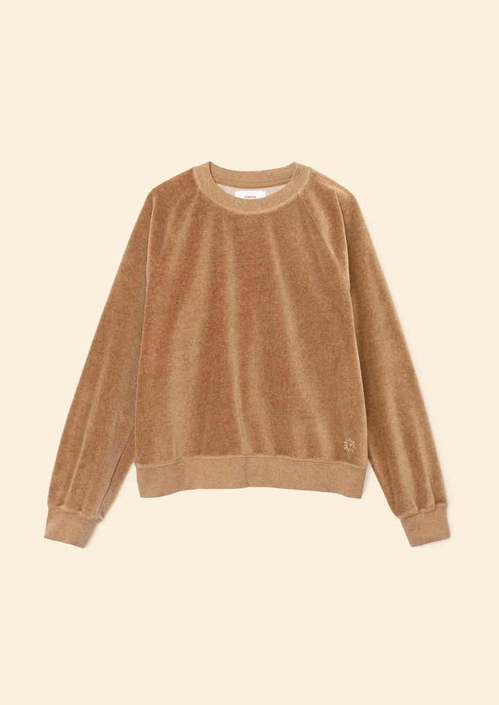 XIRENA Heather Camel Pierre Velour Sweatshirt