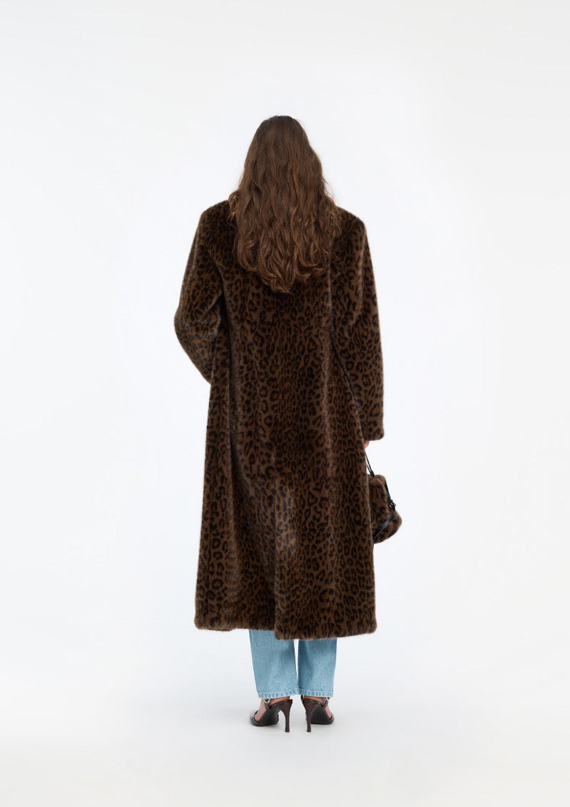 ROTATE Faux Fur Coat Leopard