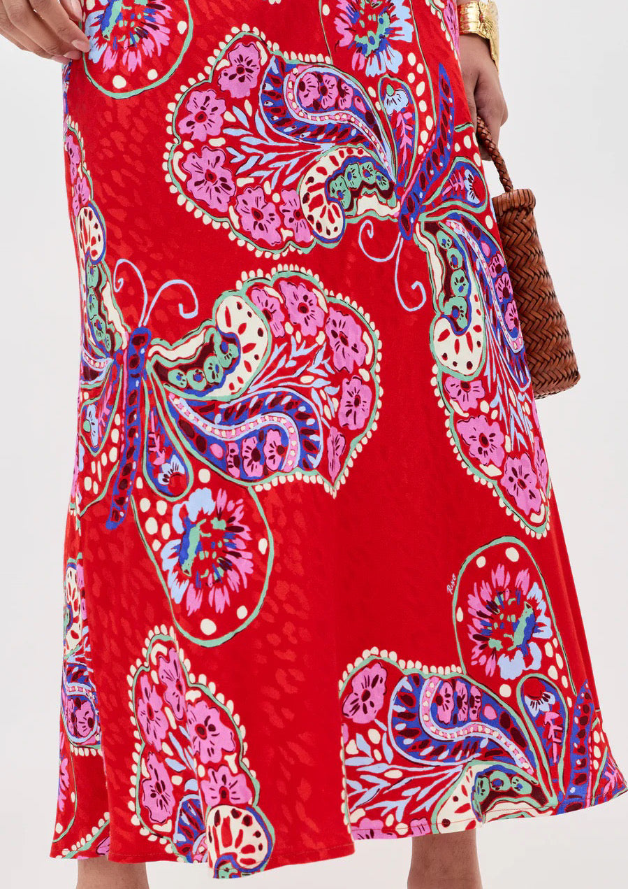 RIXO Kelly Jacquard Midi Skirt