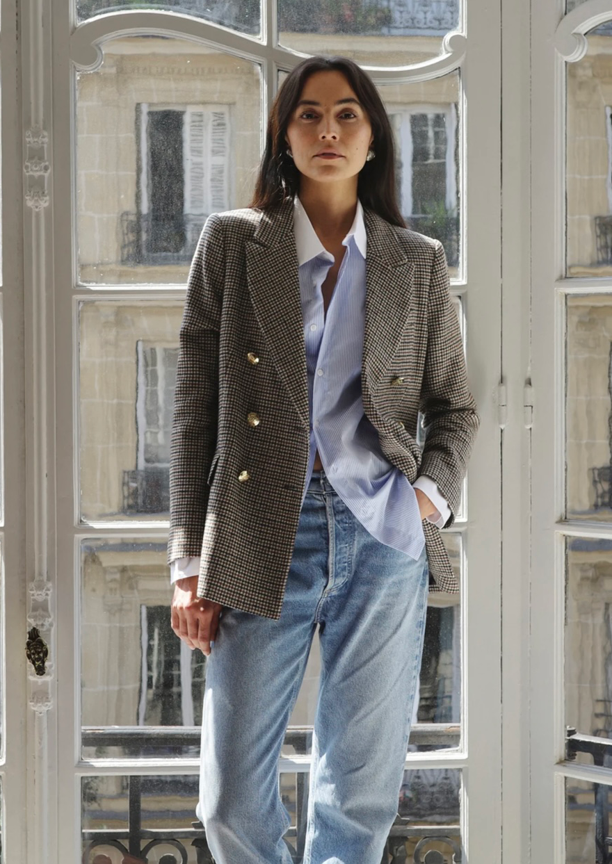 LADNERI Bluse St. Germain Blanc in Blau/Weiß