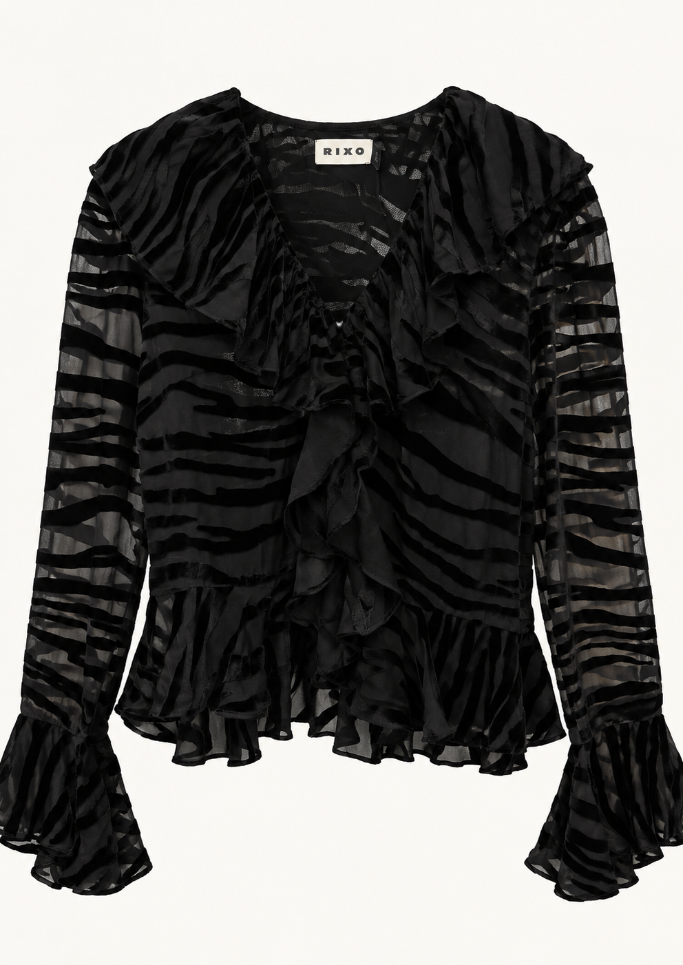 RIXO Tracye Top Cooper Tiger Devore Black