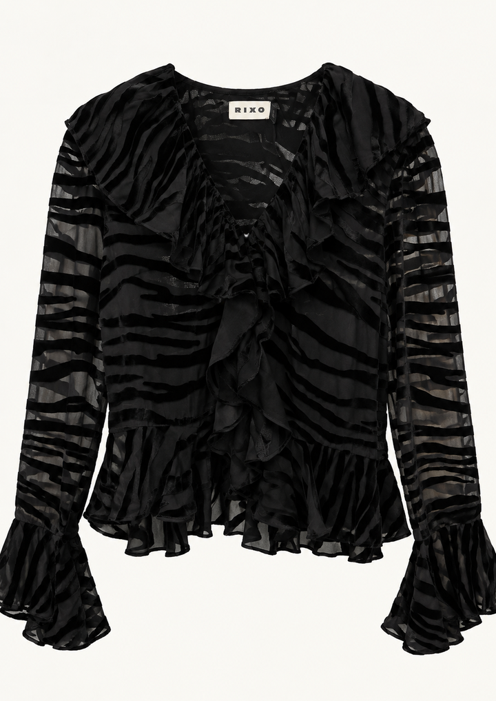 RIXO Tracye Top Cooper Tiger Devore Black