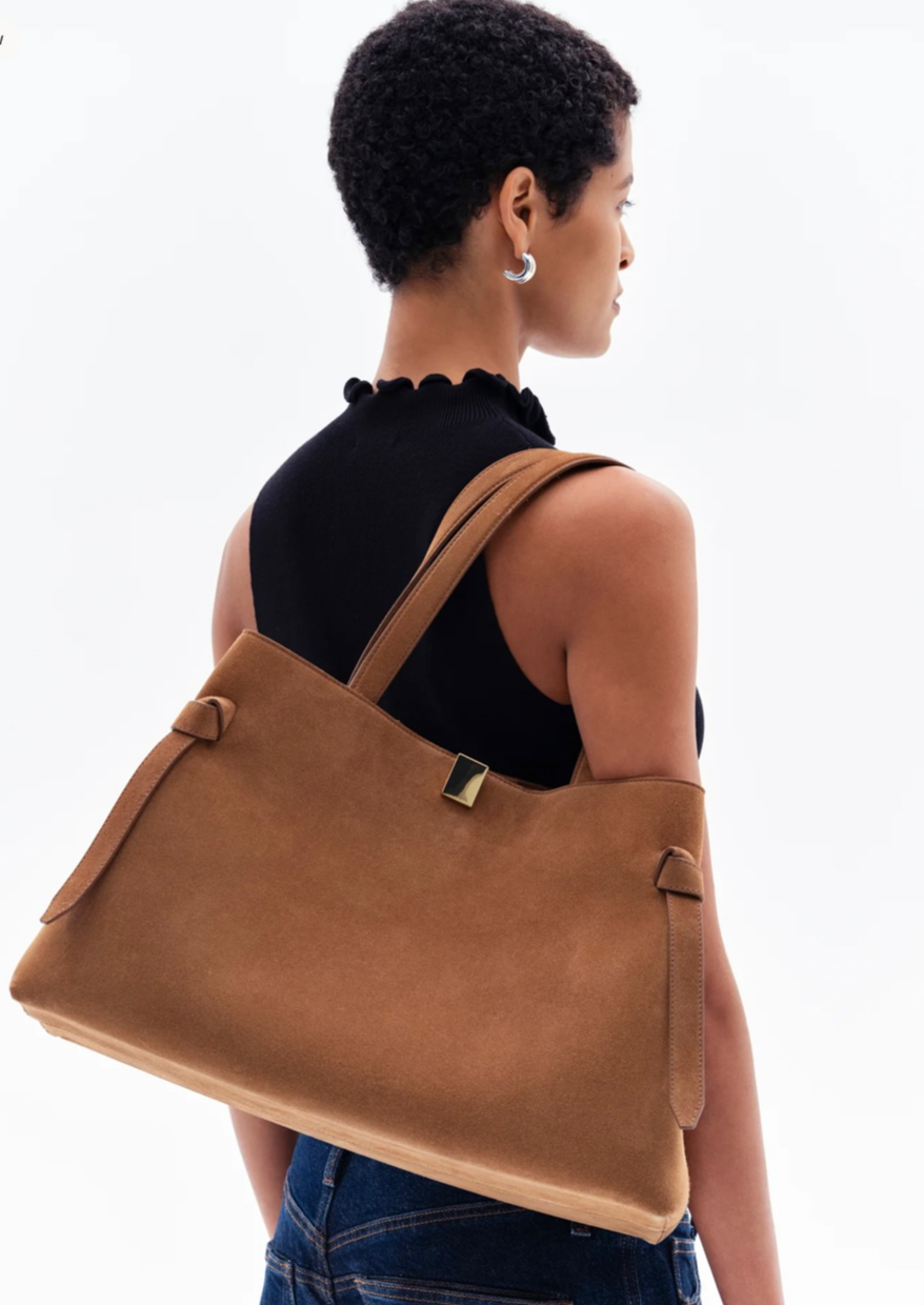 YUZEFI GYOZA TOTE - COGNAC SUEDE