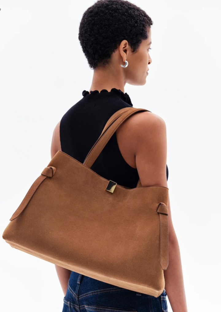YUZEFI GYOZA TOTE - COGNAC SUEDE