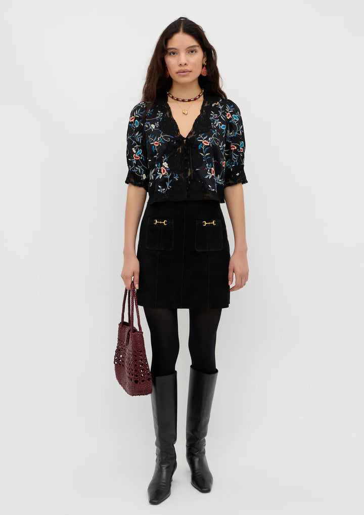 RIXO Wiley Wildleder Mini Skirt