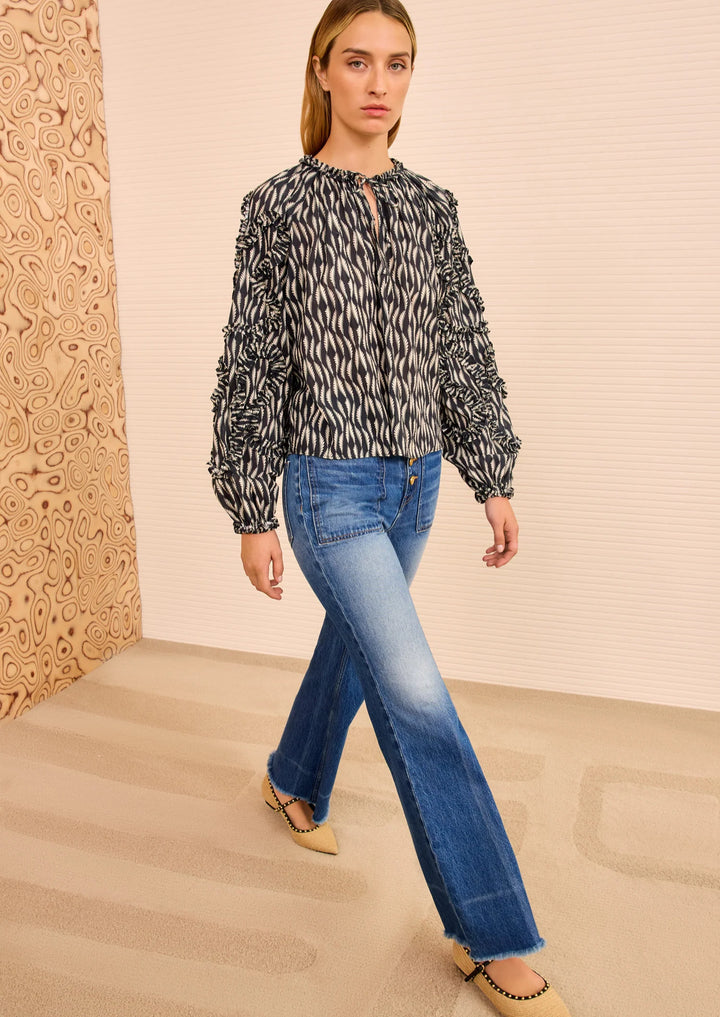 ULLA JOHNSON Azrou Cotton Long Sleeve Blouse