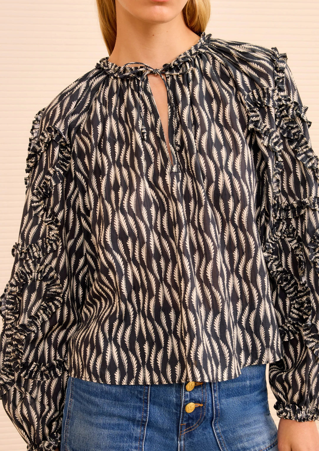 ULLA JOHNSON Azrou Cotton Long Sleeve Blouse