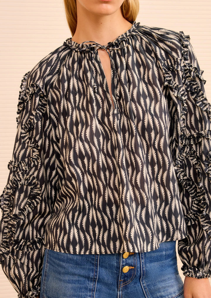 ULLA JOHNSON Azrou Cotton Long Sleeve Blouse