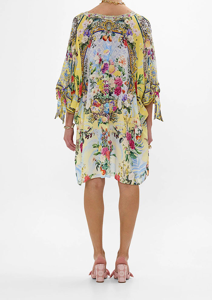 CAMILLA Tie Sleeve Short V Neck Kaftan