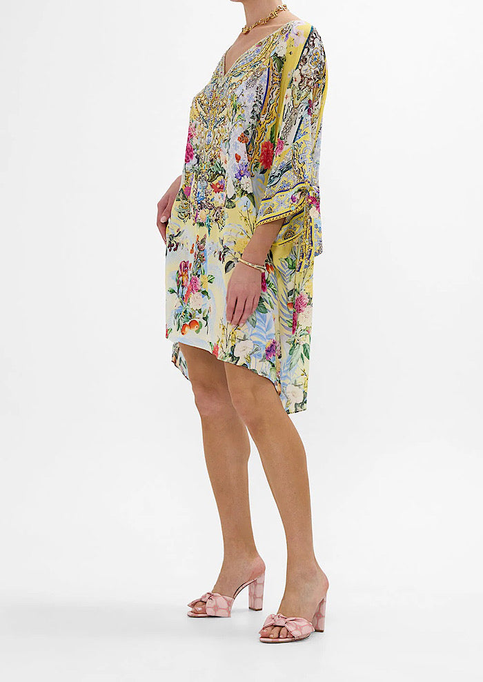 CAMILLA Tie Sleeve Short V Neck Kaftan