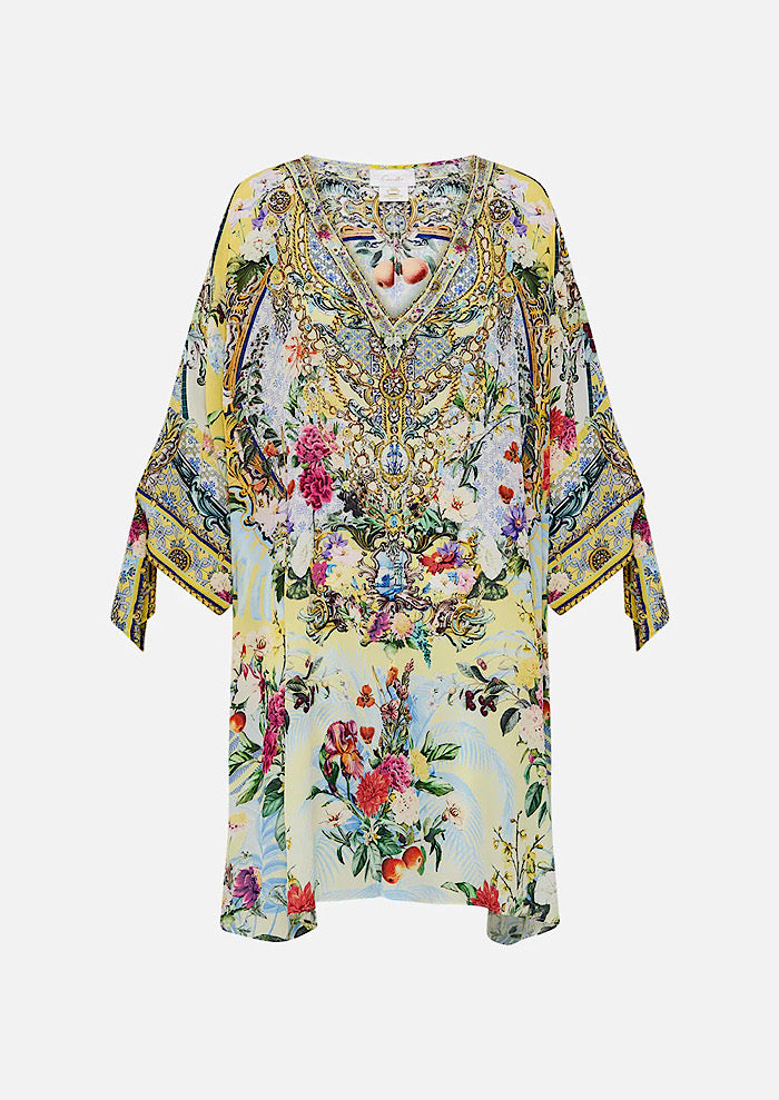 CAMILLA Tie Sleeve Short V Neck Kaftan