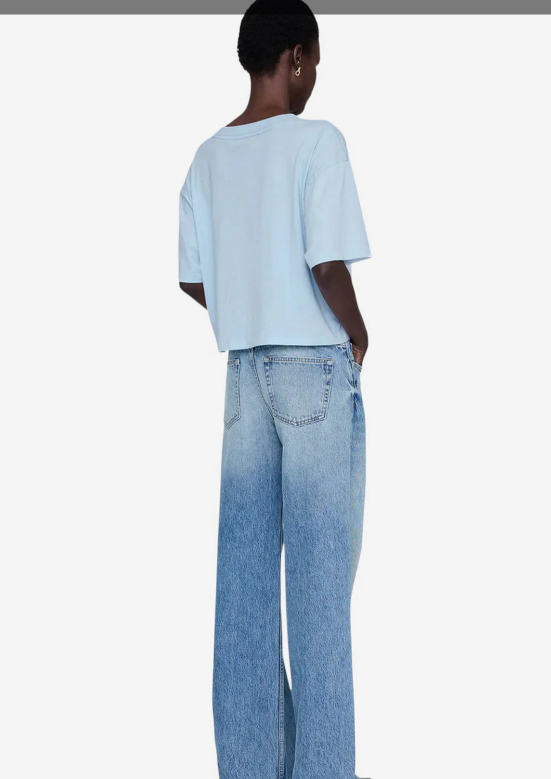 ANINE BING Johnny Cropped Tee Framed Monogram