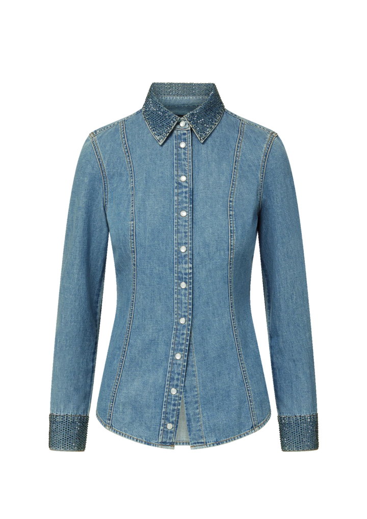 VERONICA BEARD Eddie Embellished Chambray Shirt