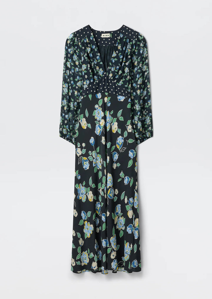 RIXO Kaila Silk Midi Dress
