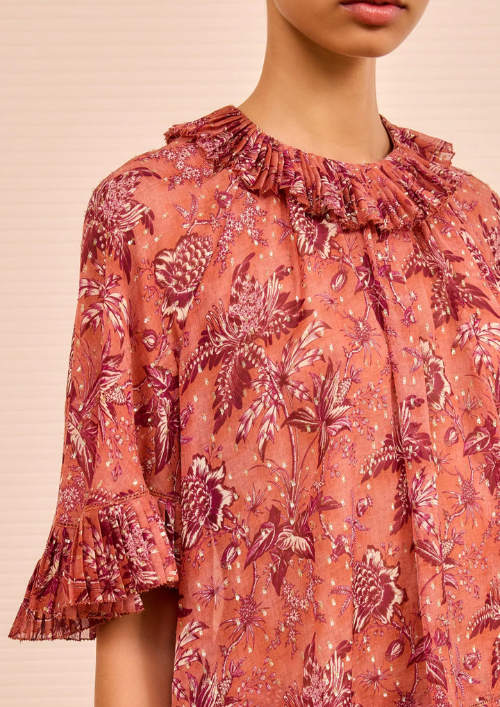 ULLA JOHNSON Helaine Flowy Short Sleeve Top