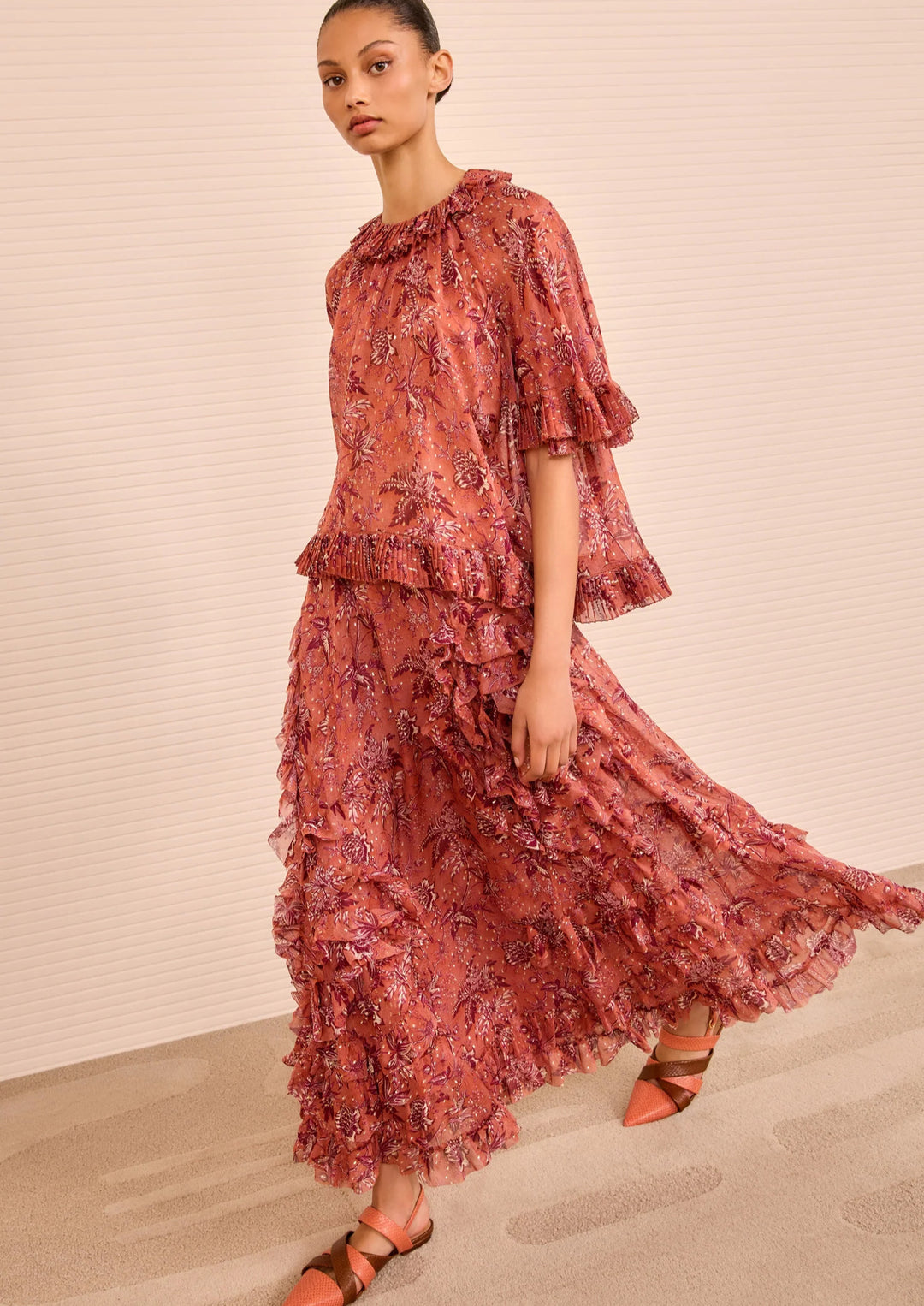 ULLA JOHNSON Helaine Flowy Short Sleeve Top