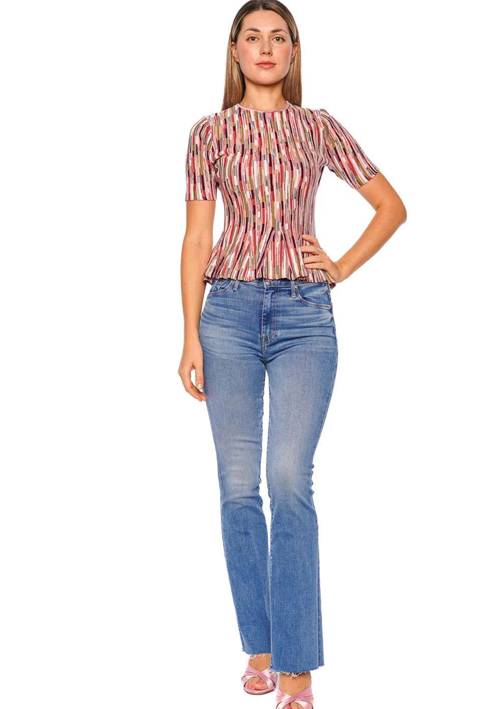 ULLA JOHNSON Samira Multicolor Short Sleeve Top