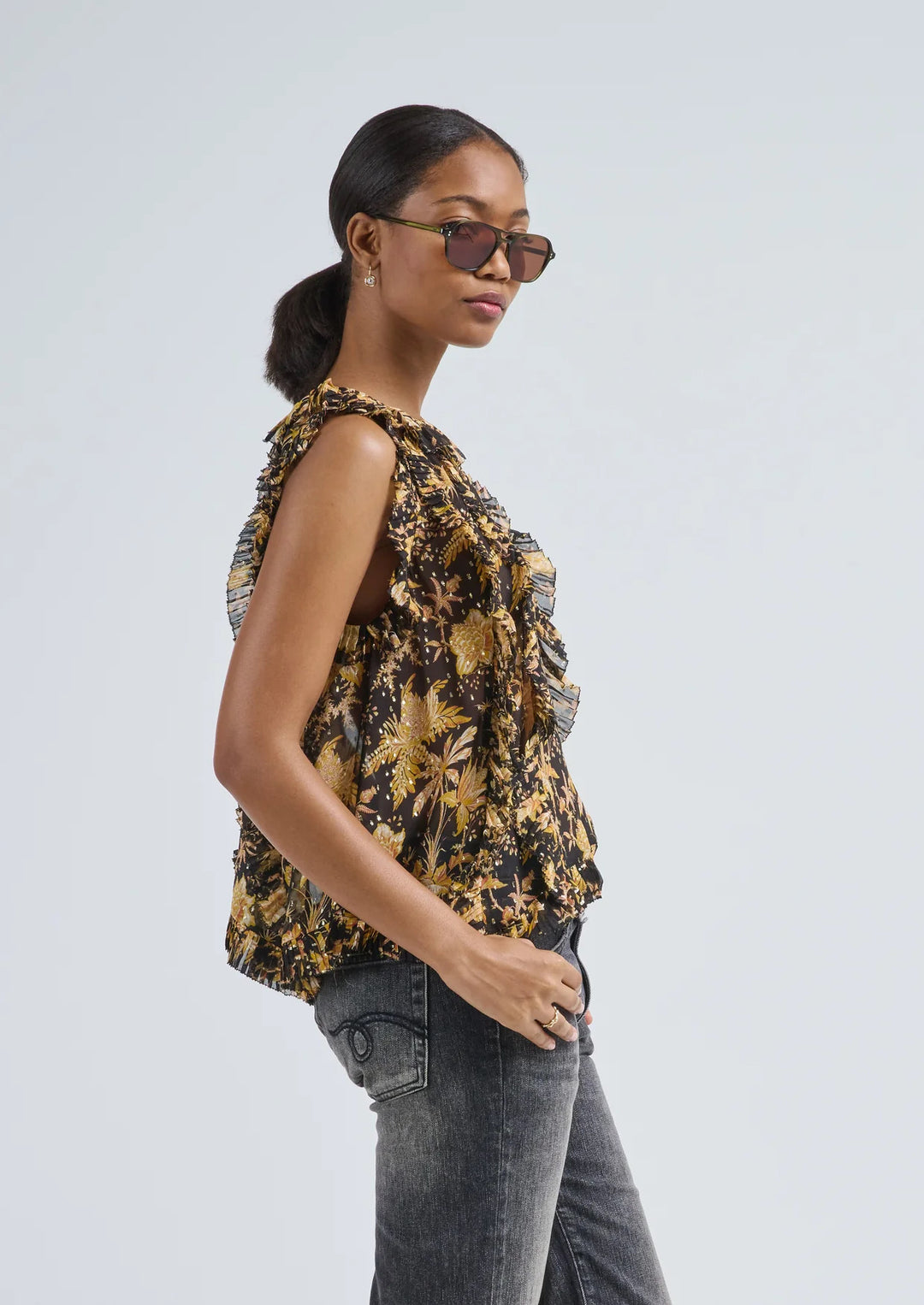 ULLA JOHNSON Sabra Cascading Ruffle Top