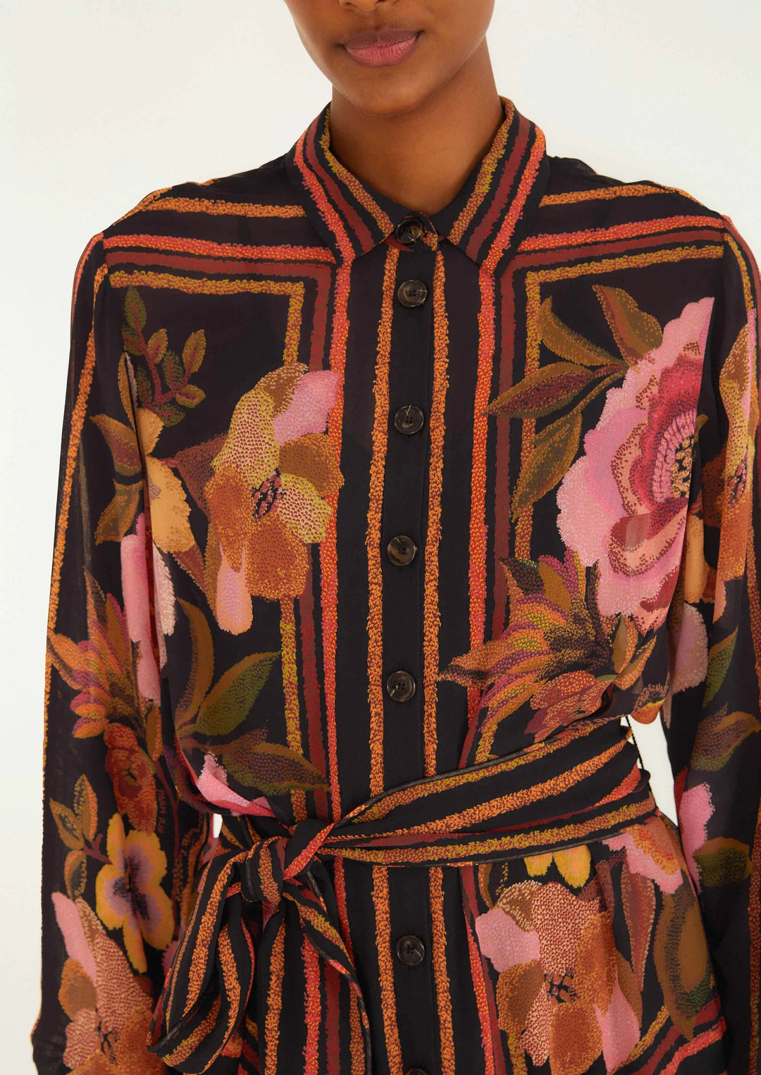 FARM RIO Chenille Flowers Black Mini Dress