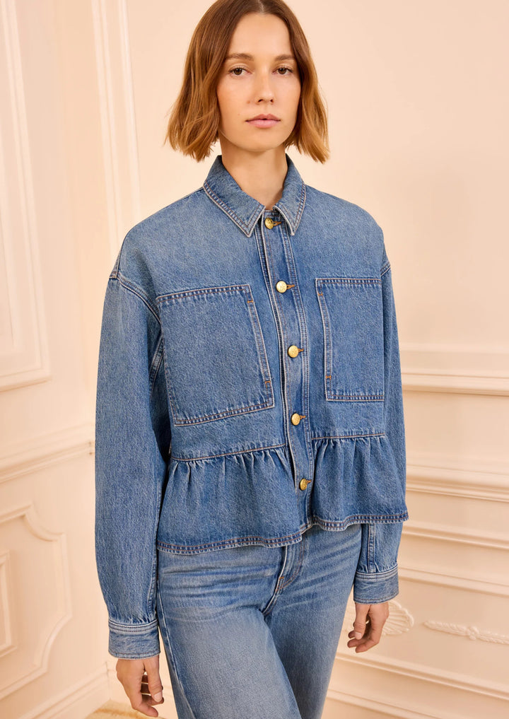 ULLA JOHNSON The Arquette Denim Peplum Jacket