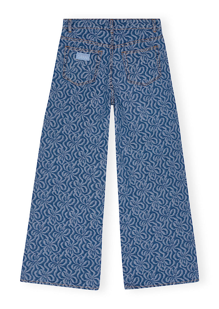 GANNI Blue Jacquard Wide Jeans