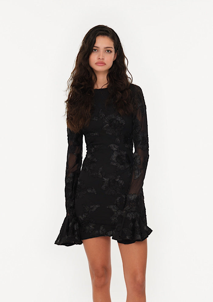 ROTATE Flower Mesh Mini Dress
