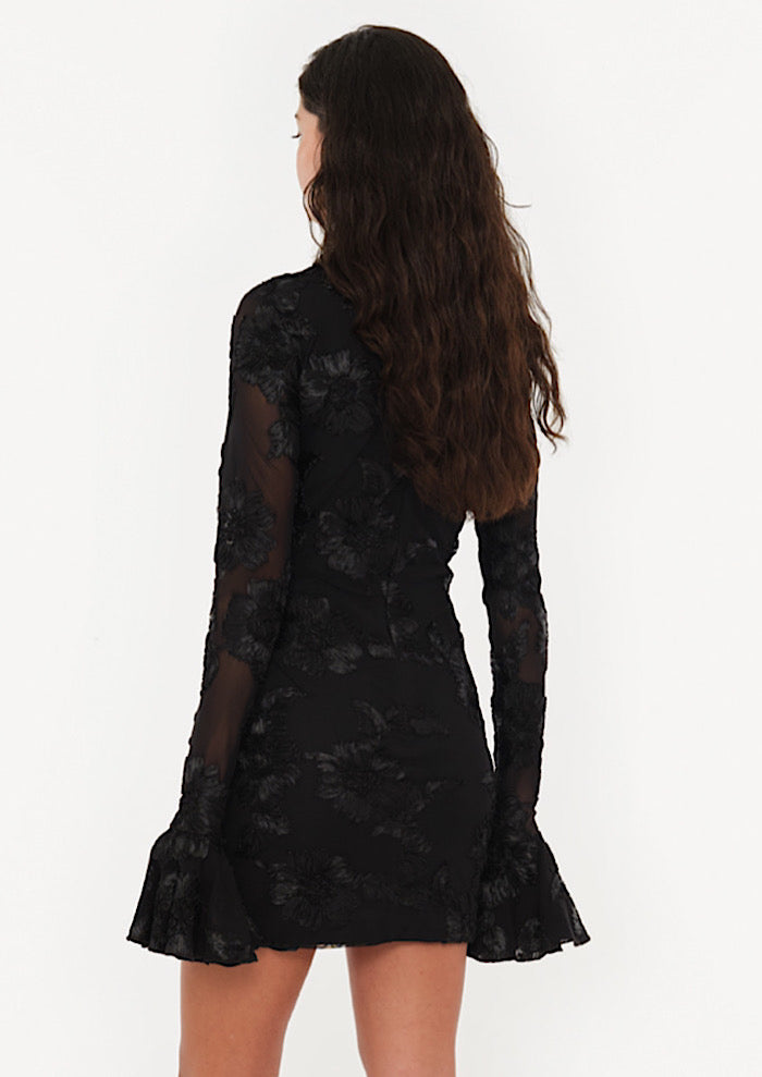 ROTATE Flower Mesh Mini Dress