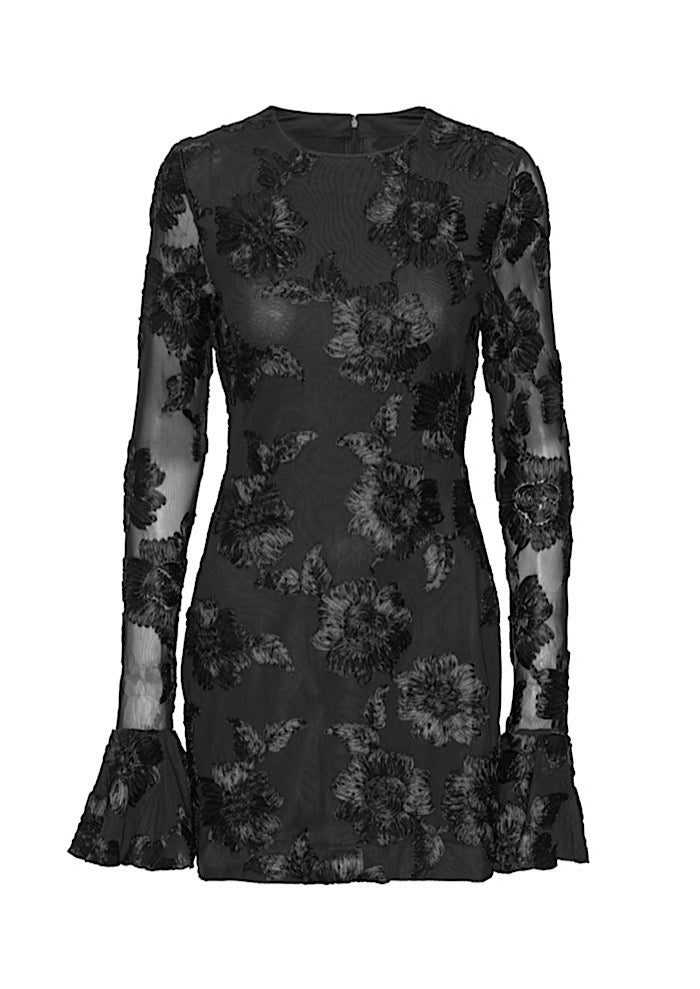 ROTATE Flower Mesh Mini Dress
