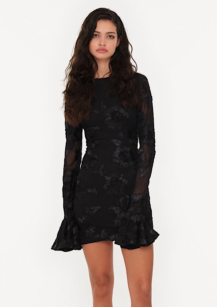ROTATE Flower Mesh Mini Dress