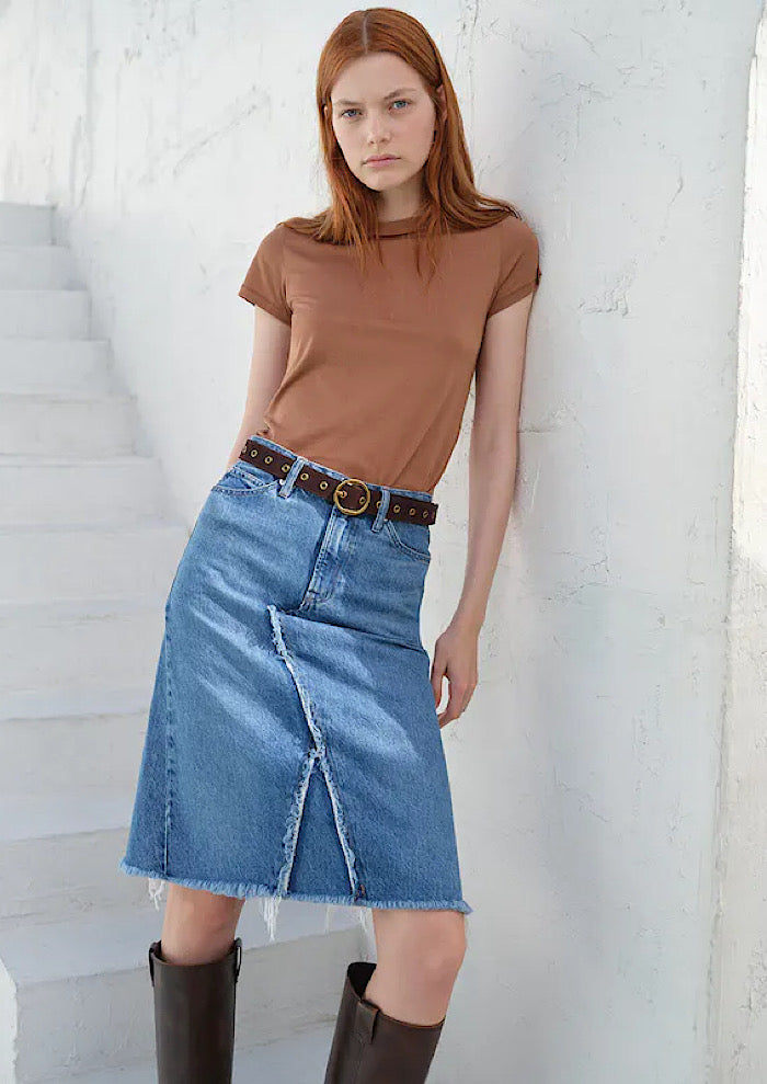 FRAME Deconstructed Denim Skirt