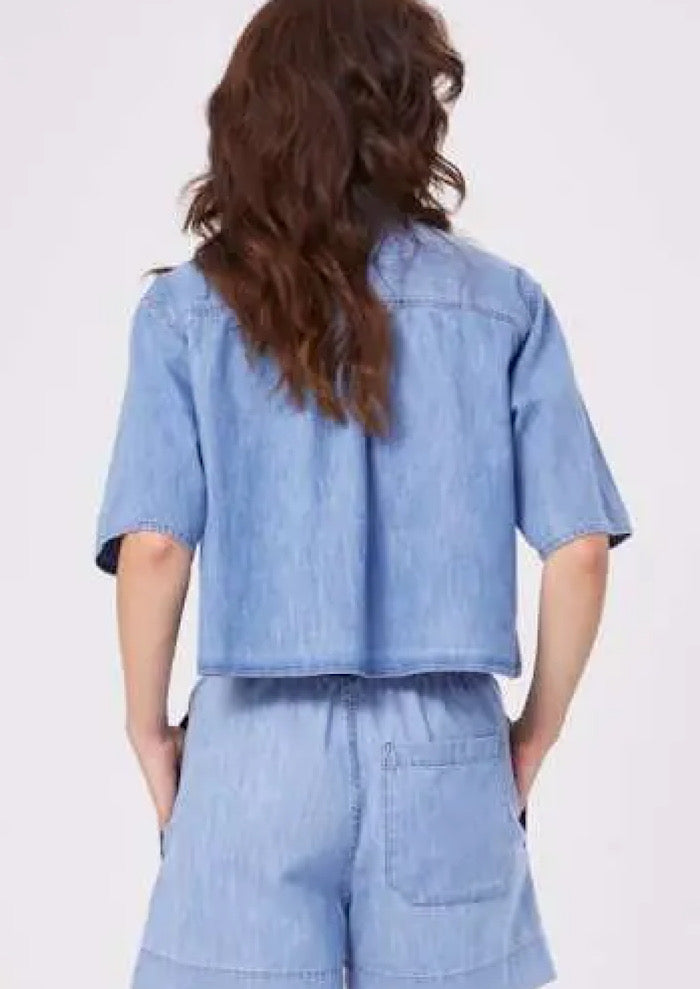SOSUE Bluse Short Sleeve Denim