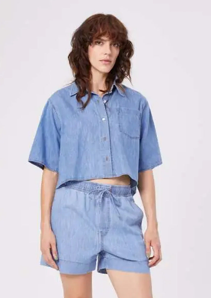 SOSUE Bluse Short Sleeve Denim