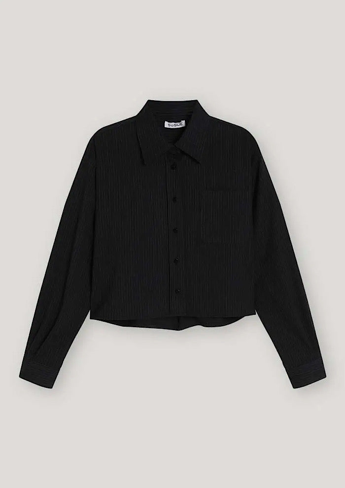 SOSUE Pinstripe Blouse Black