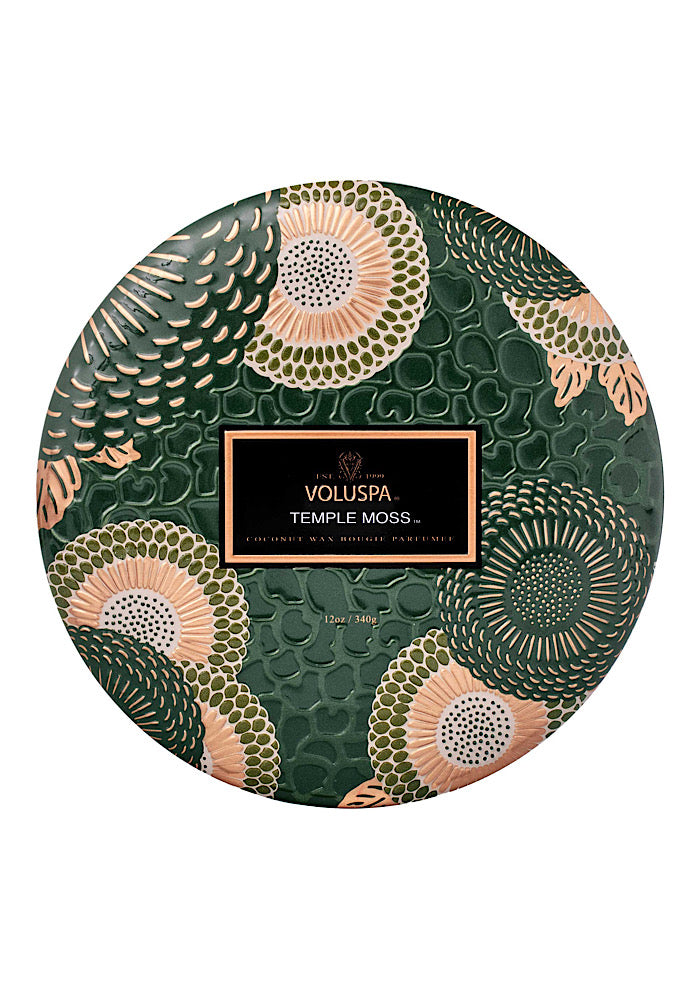 VOLUSPA 3-Wick Tin Candle Temple Moss