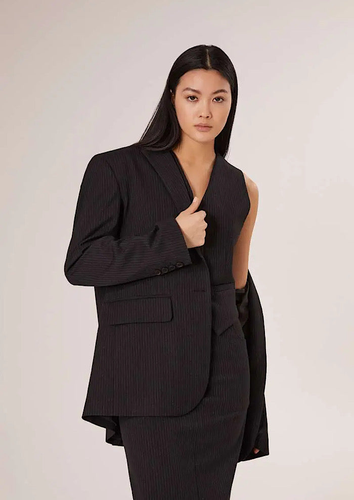 SOSUE Pinstripe Blazer Black