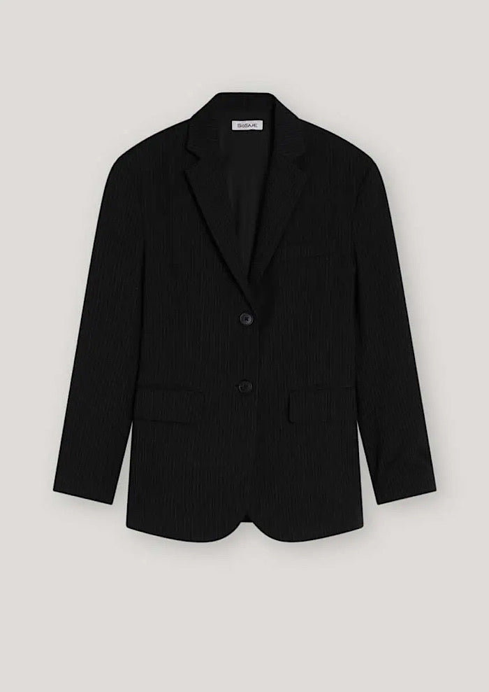 SOSUE Pinstripe Blazer Black