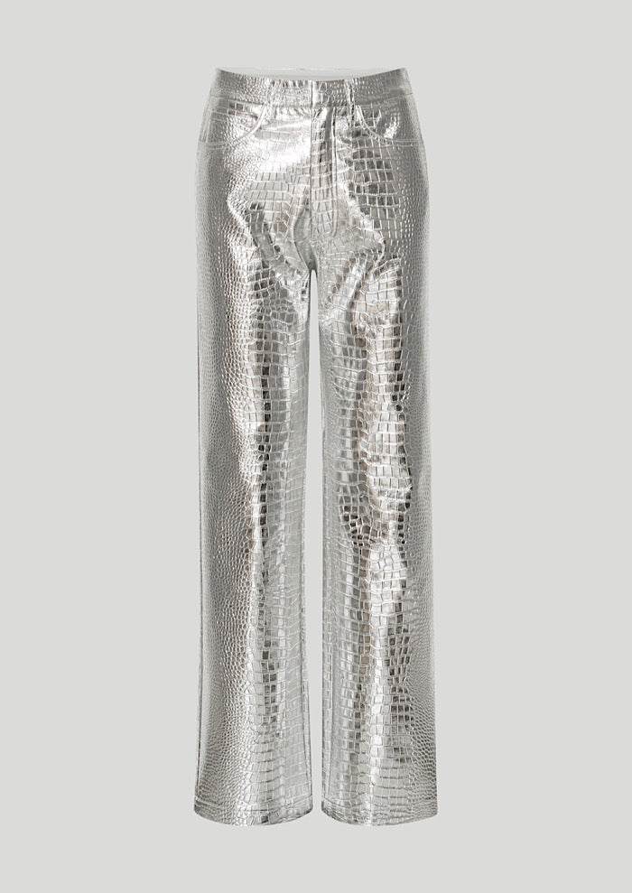 ROTATE Textured Pants Silver